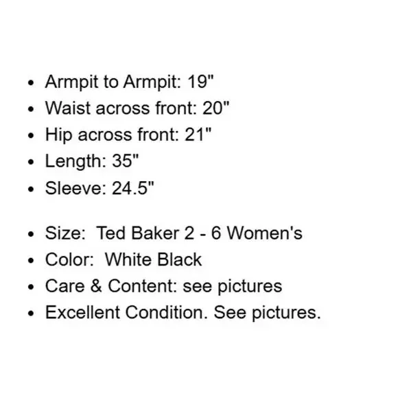 Ted Baker 2 Dress Womens 6 White Black Floral Ruffles Chiffon Tie Waist Lined - Picture 4 of 16